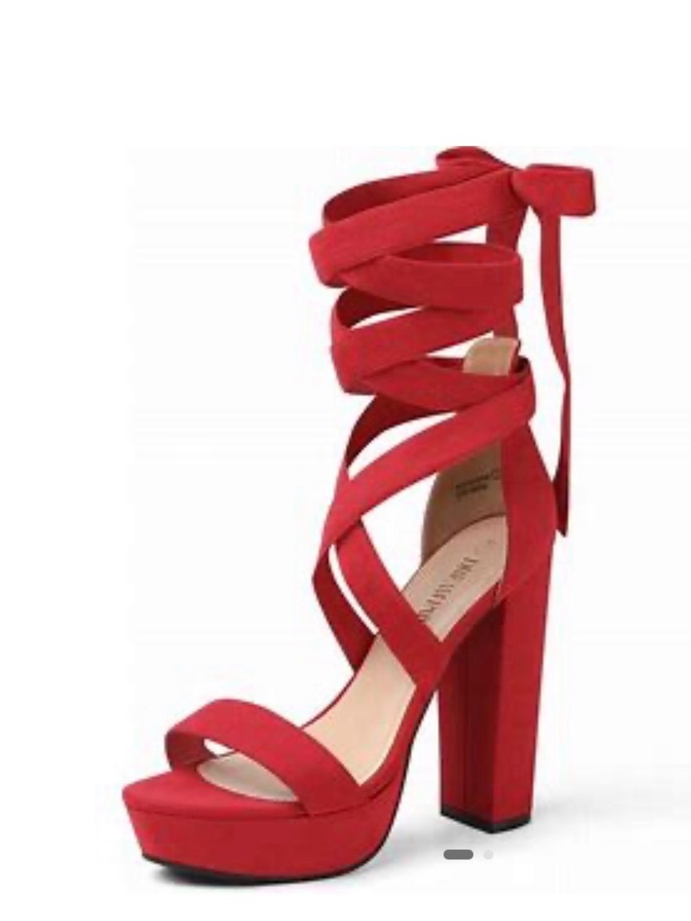 Dream Pairs red lace up chunky high heel platform gladiator open toe shoes - 8.5